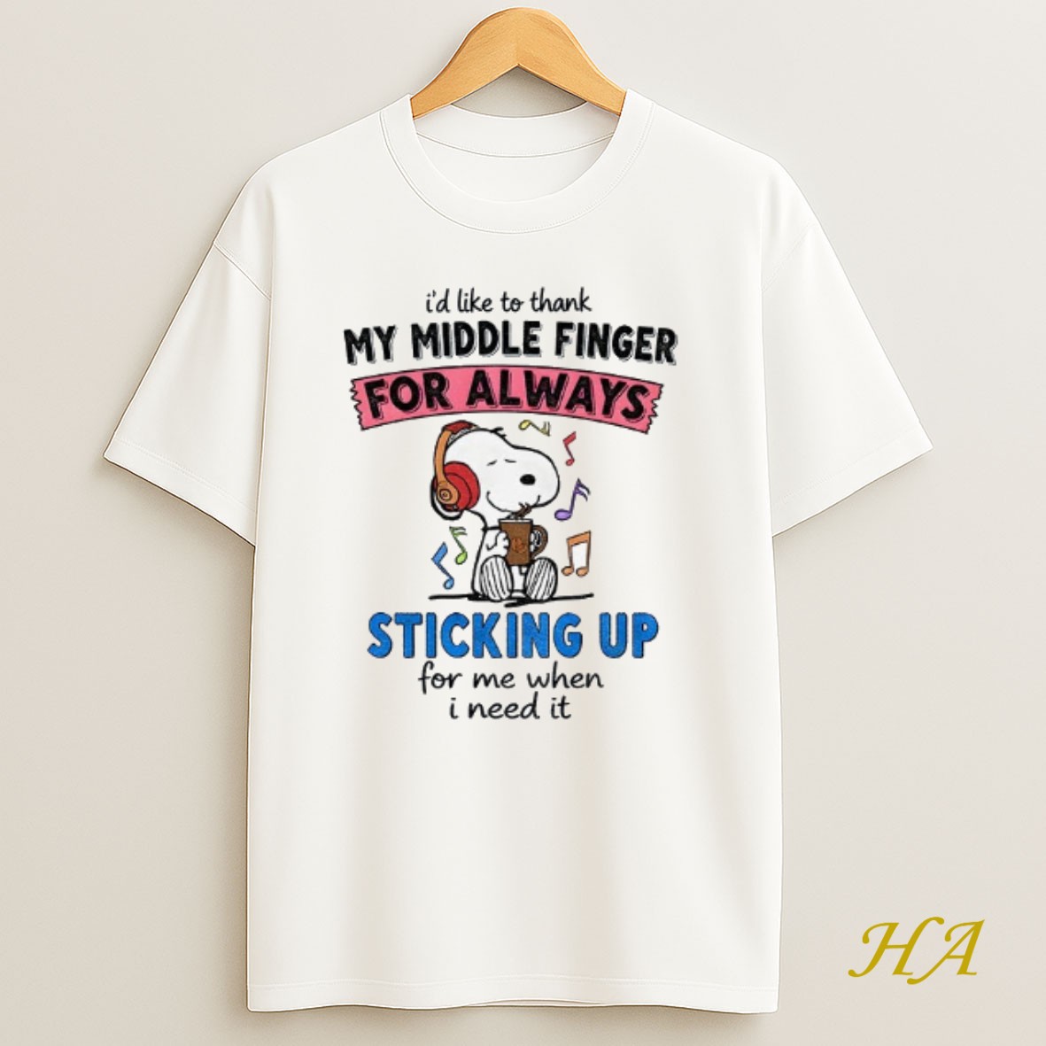Official Snoopy Music Id Like To Thank My Middle Finger For Always Sticking Up For Me When I Need It Shirt