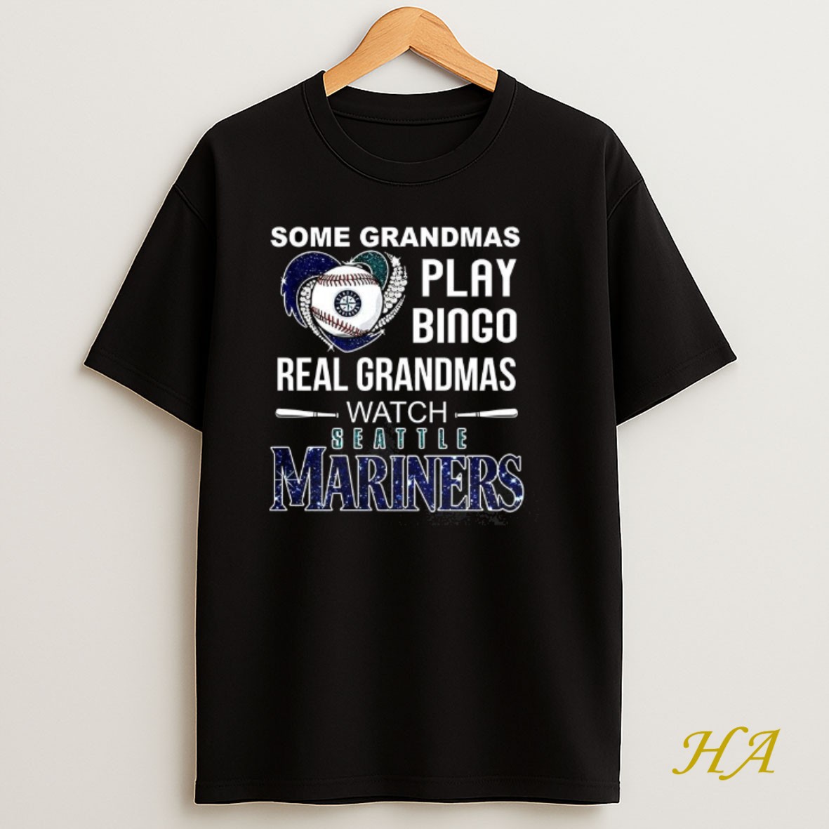 Official Some Grandmas Play Bingo Real Grandmas Watch Seattle Mariners Baseball Diamond Heart T Shirt
