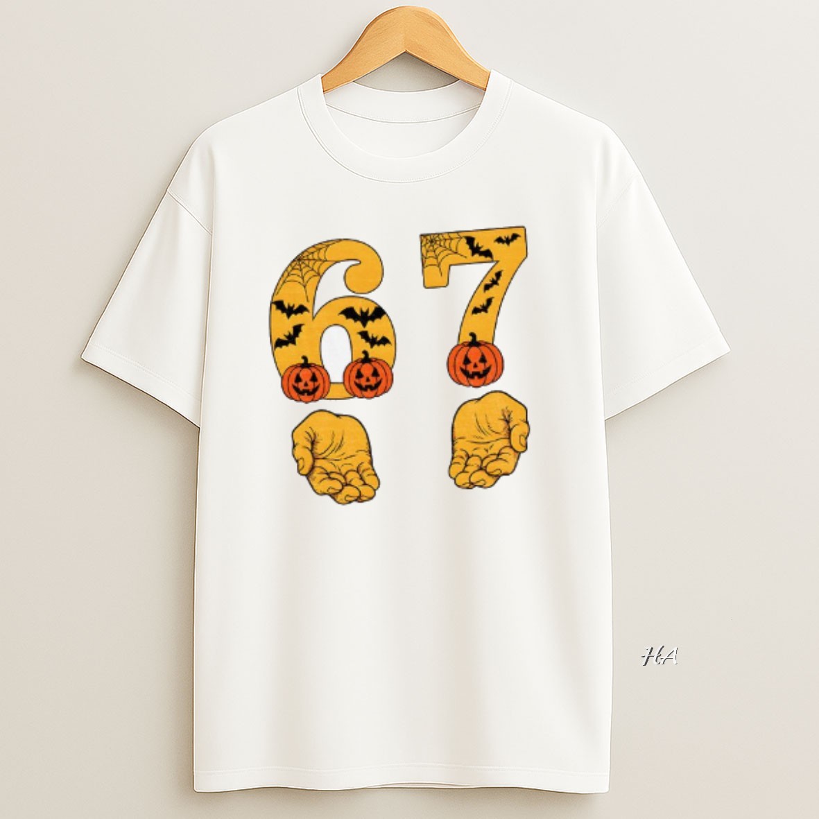 Official Spooky 6 7 Halloween Numbers Bats Pumpkins T Shirt