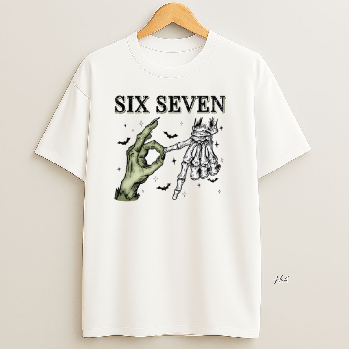 Official Spooky Season Hands Six Seven Bat Halloween T Shirt