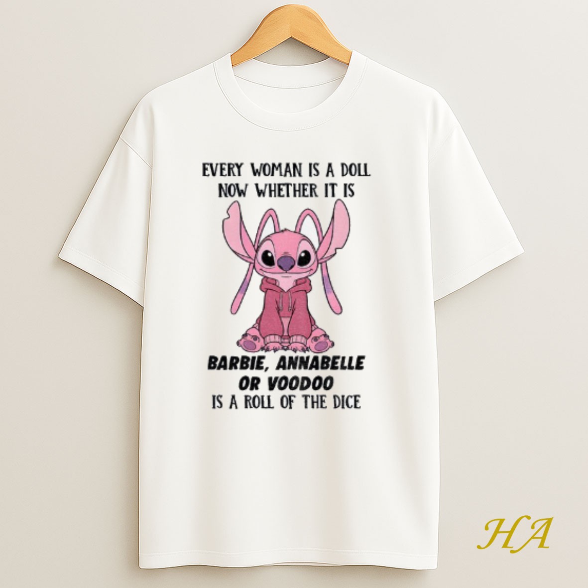 Official Stitch Every Woman Is A Doll Now Whether It Is Barbie Annabelle Or Voodoo Is A Roll Of The Dice T Shirt