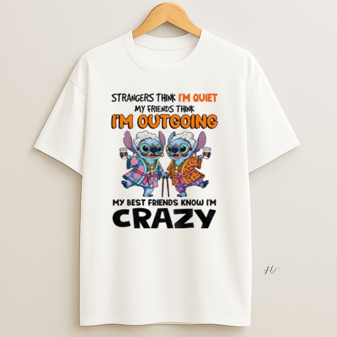 Official Stitch Strangers Think Im Quiet My Friends Think Im Outgrowing My Best Friends Know Im Crazy T Shirt