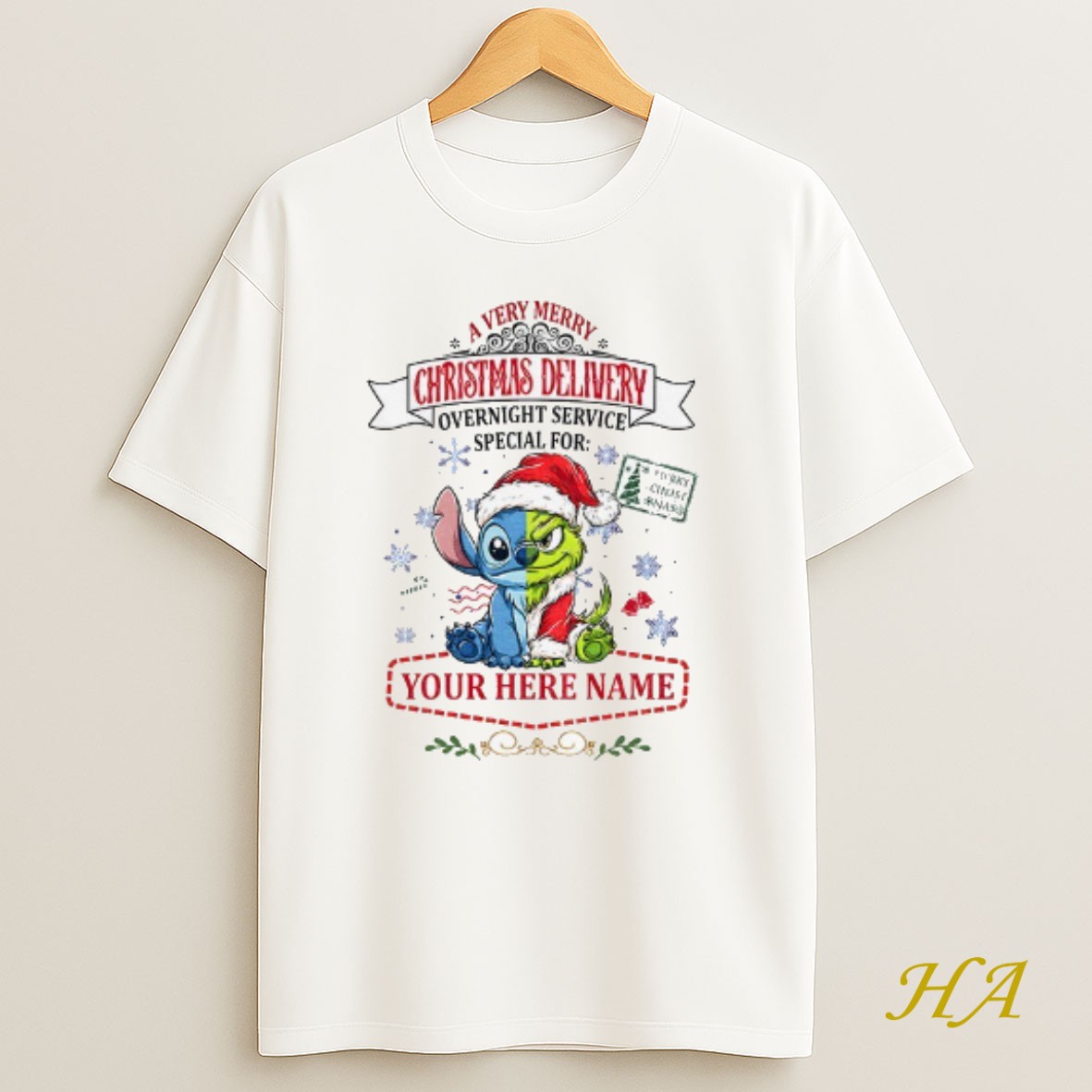 Official Stitch X Grinch A Very Merry Christmas Delivery Overnight Service Special For Merry Christmas T Shirt