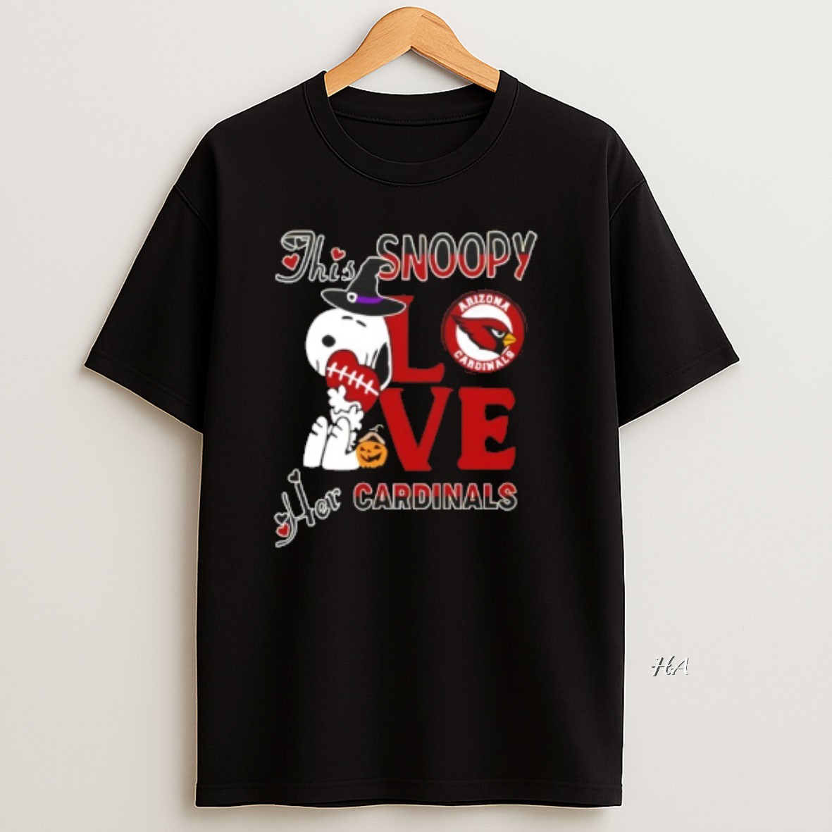Official This Snoopy Love Her Arizona Cardinals Mlb Happy Halloween T Shirt