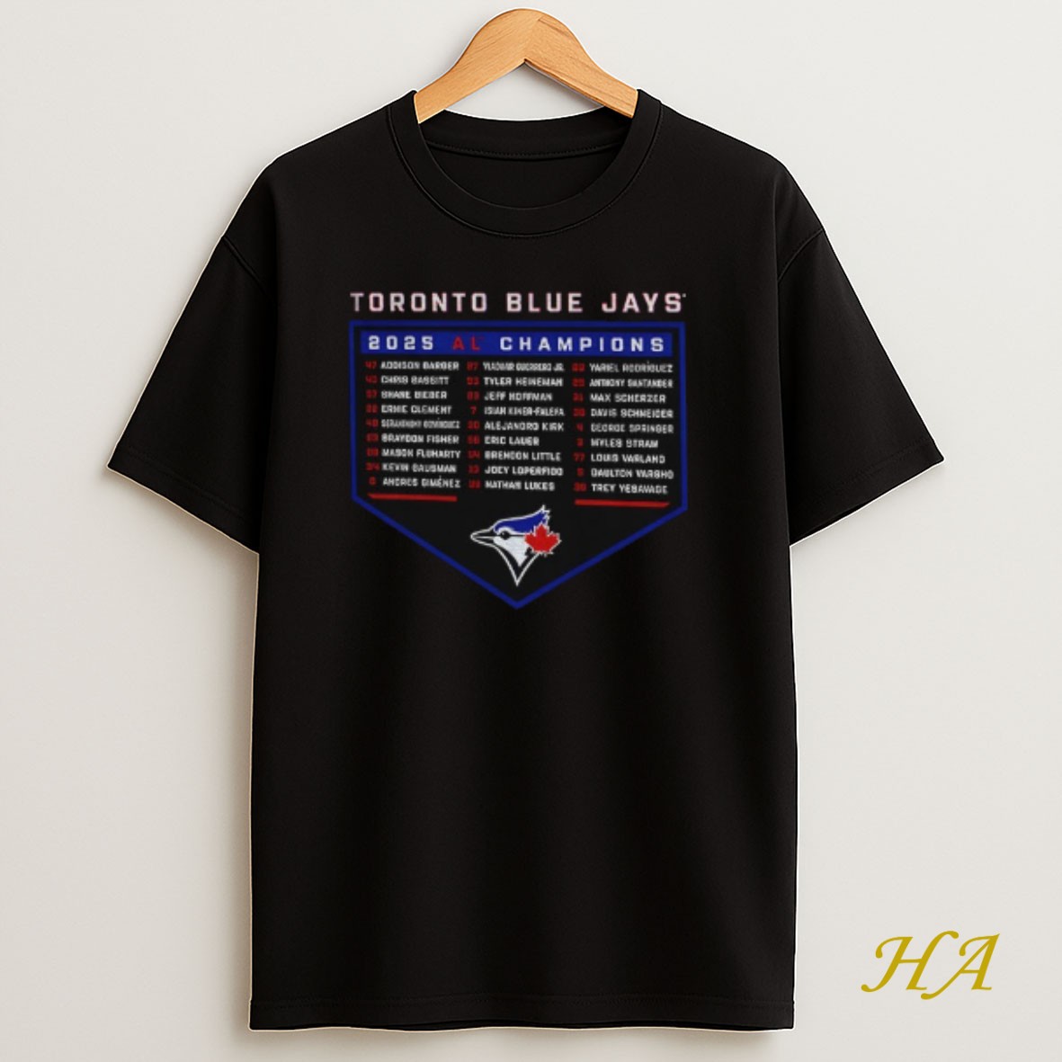 Official Toronto Blue Jays 2025 American League Champions Roster T Shirt