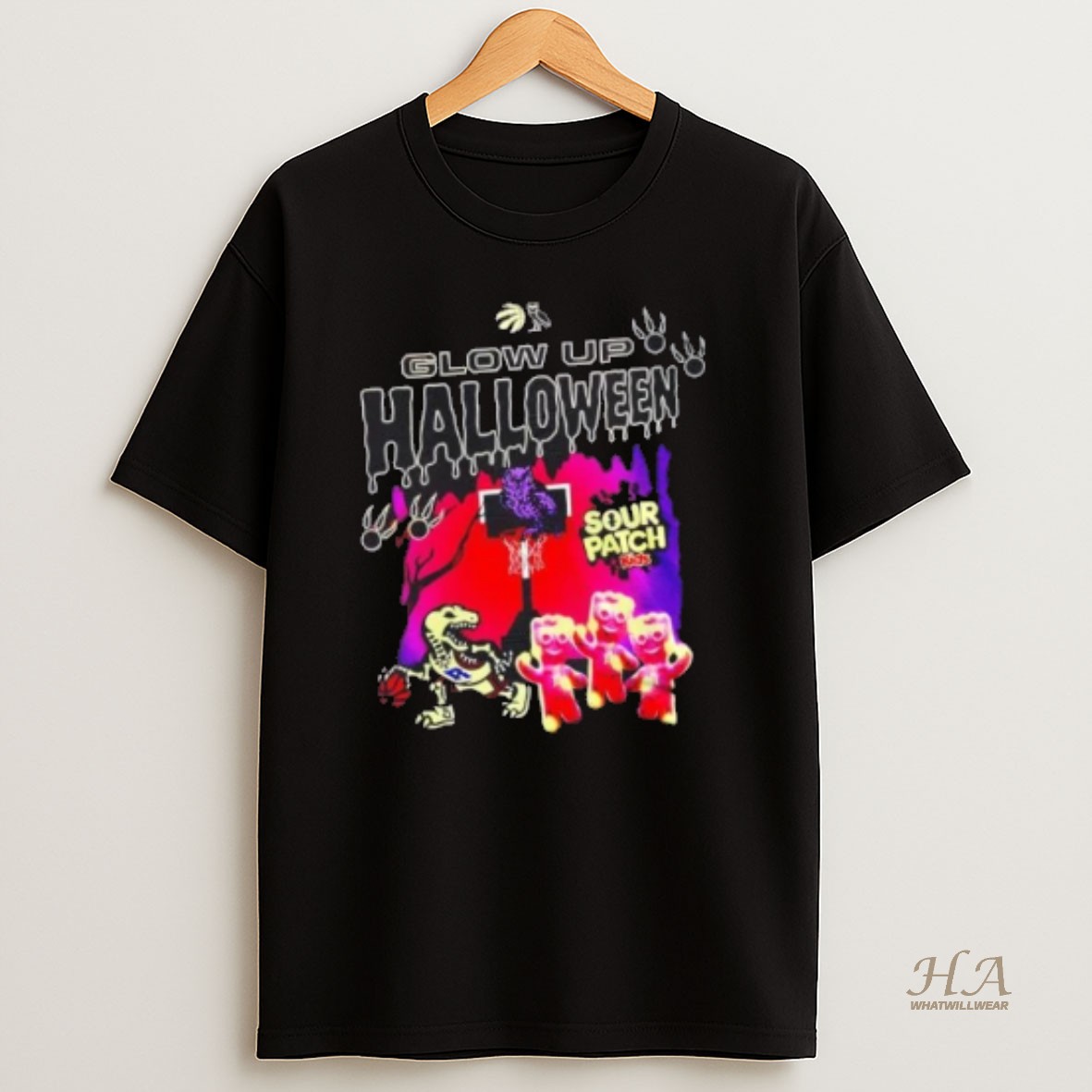 Official Toronto Raptors Glow Up Halloween Sour Patch Kids 2 Sided T Shirt