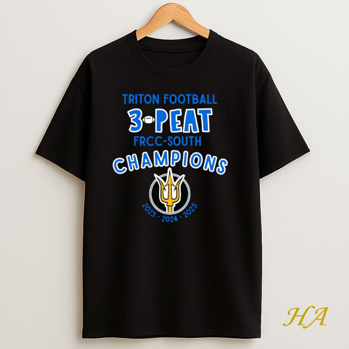 Official Triton Fooball 3 Peat Frcc South Champions 2023 2025 T Shirt