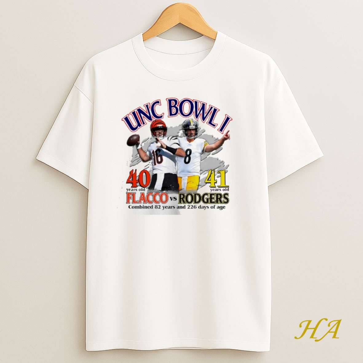 Official Unc Bowl I Cincinnati Bengals Joe Flacco 40 Years Old Vs Pittsburgh Steelers Aaron Rodgers 41 Year Old T Shirt