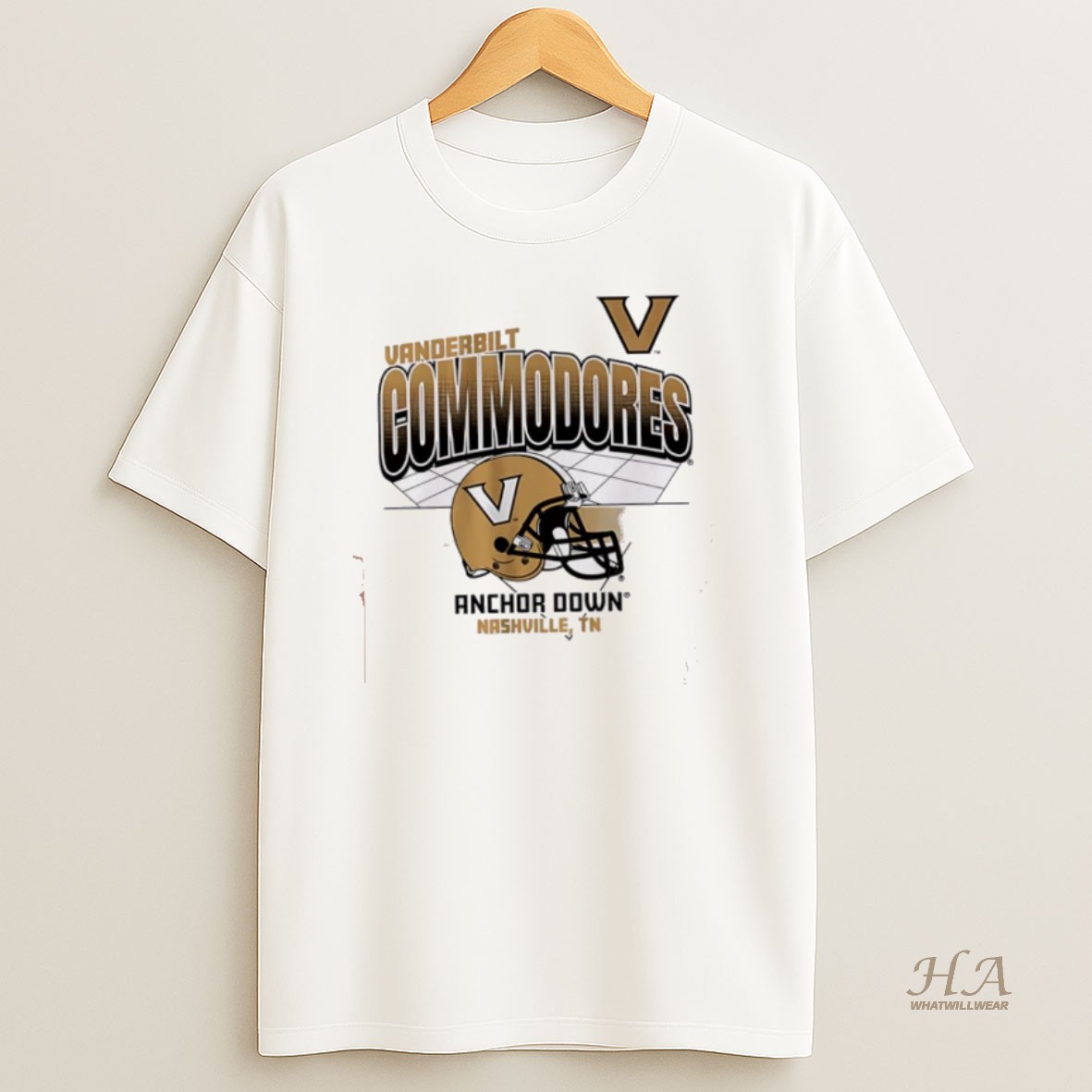 Official Vanderbilt Commodores Anchor Down Helmet Logo T Shirt