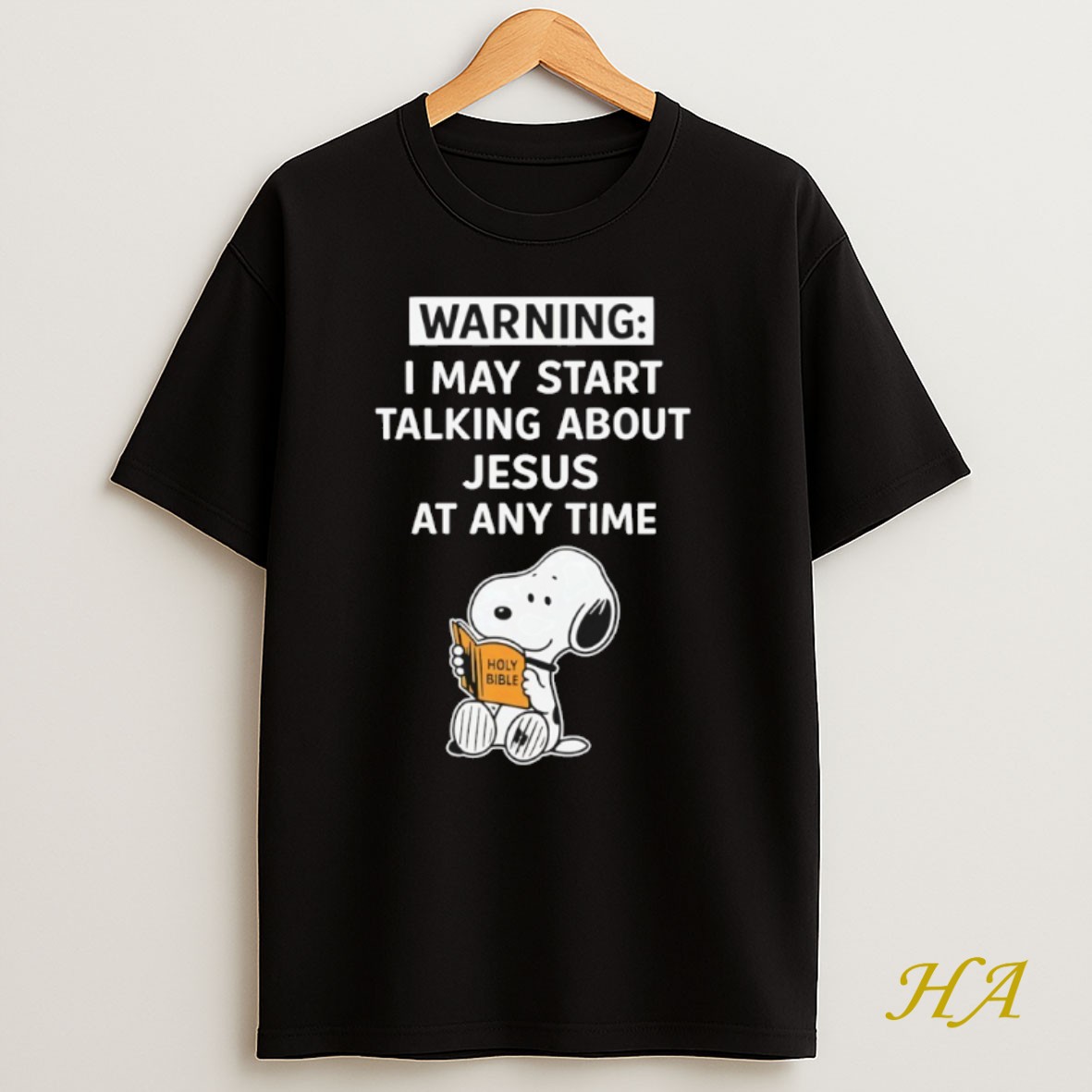 Official Warning I May Start Talking About Jesus At Any Time Snoopy Holy Bible T Shirt