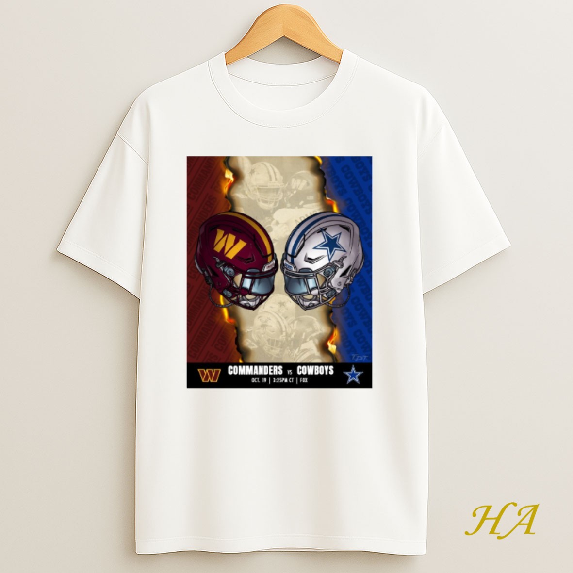 Official Washington Commanders Vs Dallas Cowboys Nfl Sunday October 19 2025 Helmet T Shirt