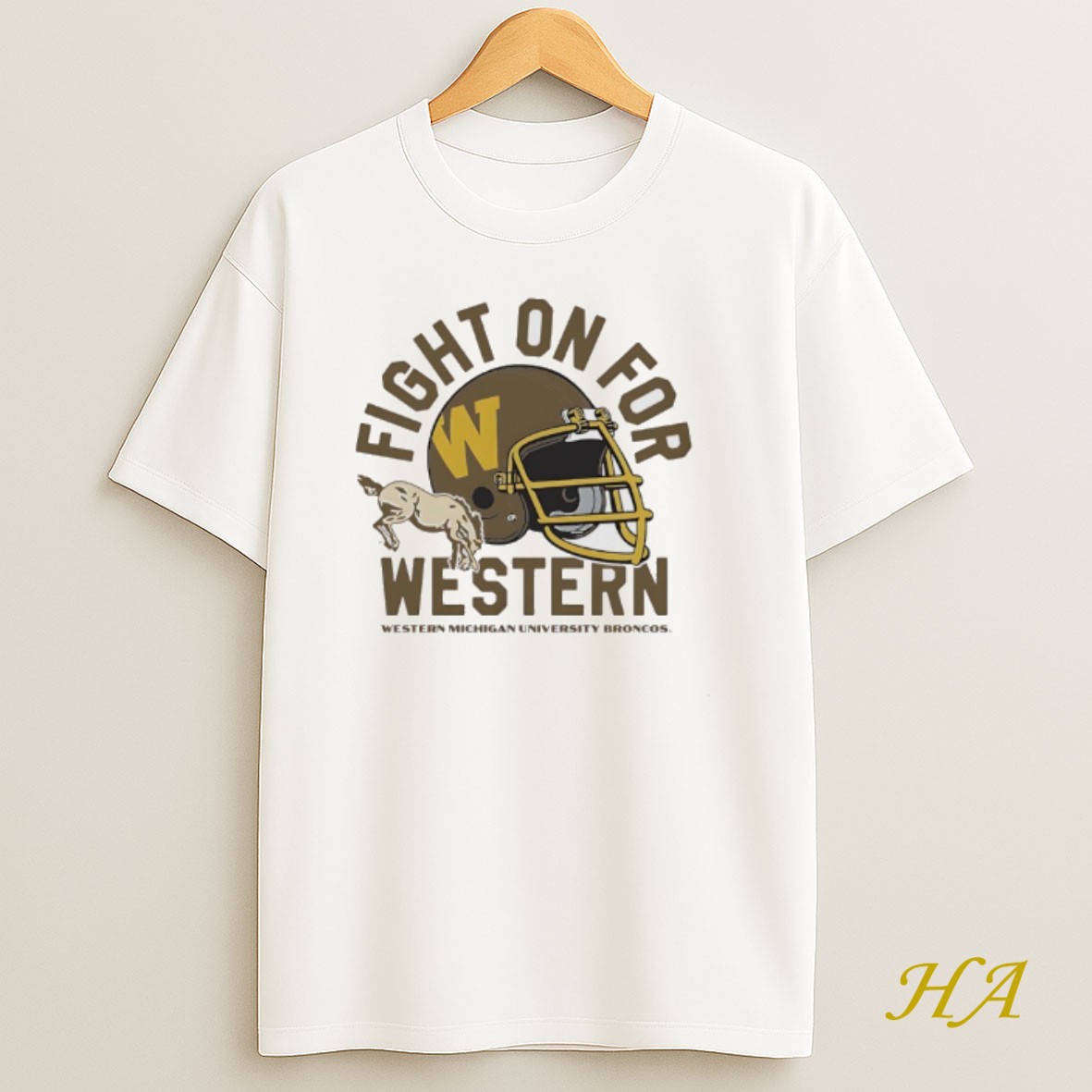 Official Western Michigan University Broncos Fight On For 1980 Football Helmet T Shirt