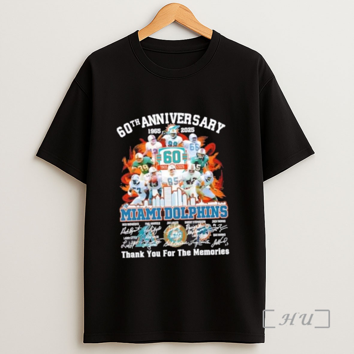 Officials 60th Anniversary 1965 2025 Miami Dolphins Legends Thank You For The Memories Signatures Sweatshirt Tee Shirt