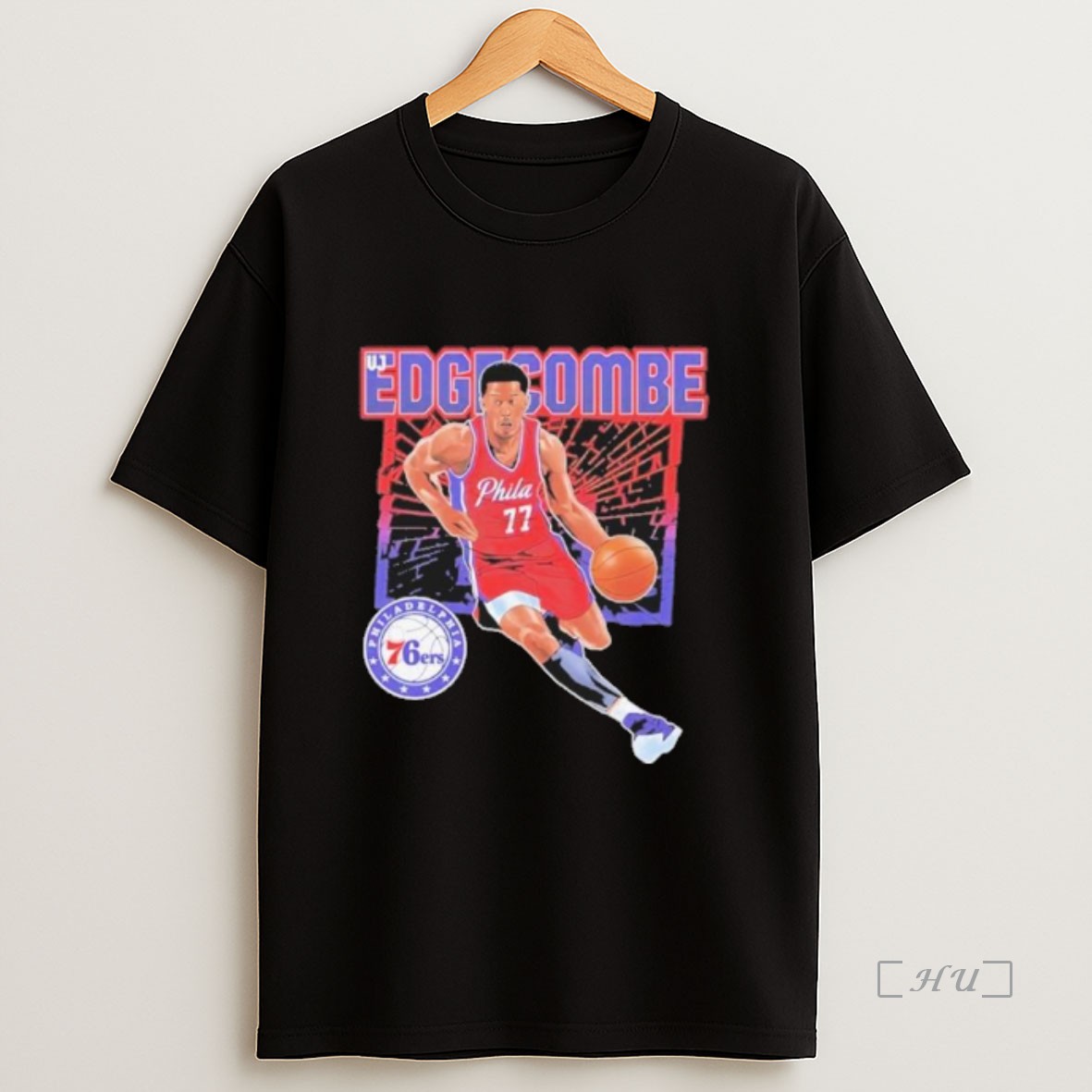 Officials 76ers Vj Edgecombe Number 77 Shattered Sweatshirt Tee Shirt