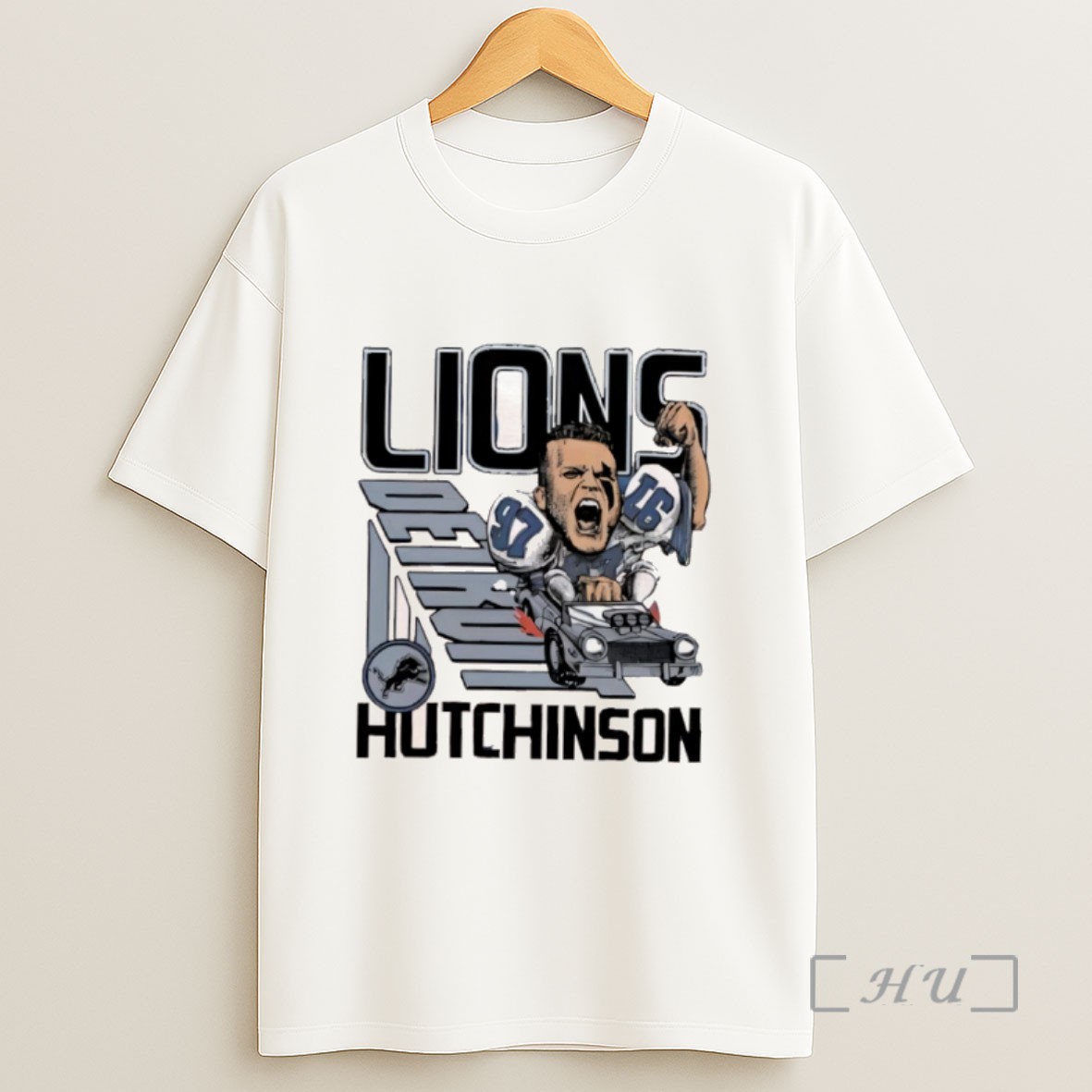 Officials Aidan Hutchinson Detroit Lions Signature Player Logo Sweatshirt Tee Shirt