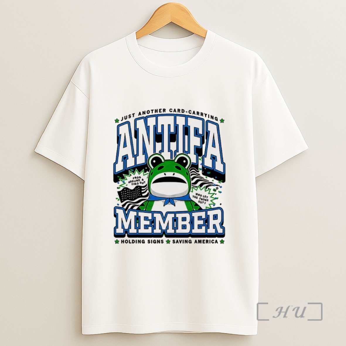 Officials Antifa Member Just Another Card Carrying Holding Signs Saving America Frog Sweatshirt Tee Shirt
