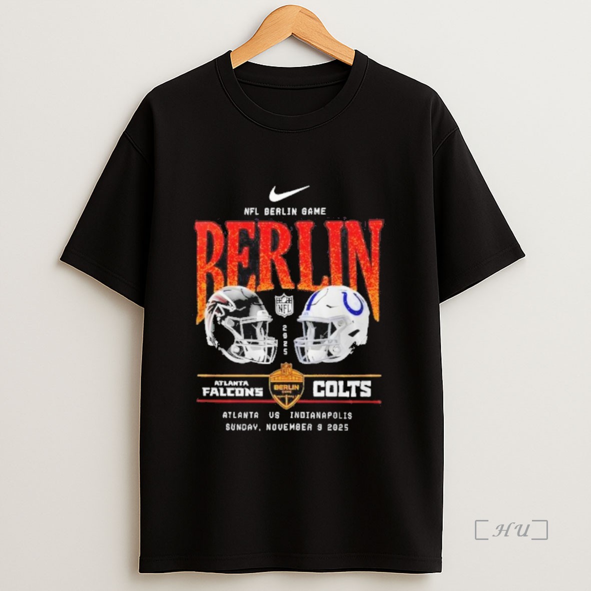 Officials Atlanta Falcons Vs Indianapolis Colts 2025 Nfl Berlin Game Matchup Helmet Sweatshirt Tee Shirt