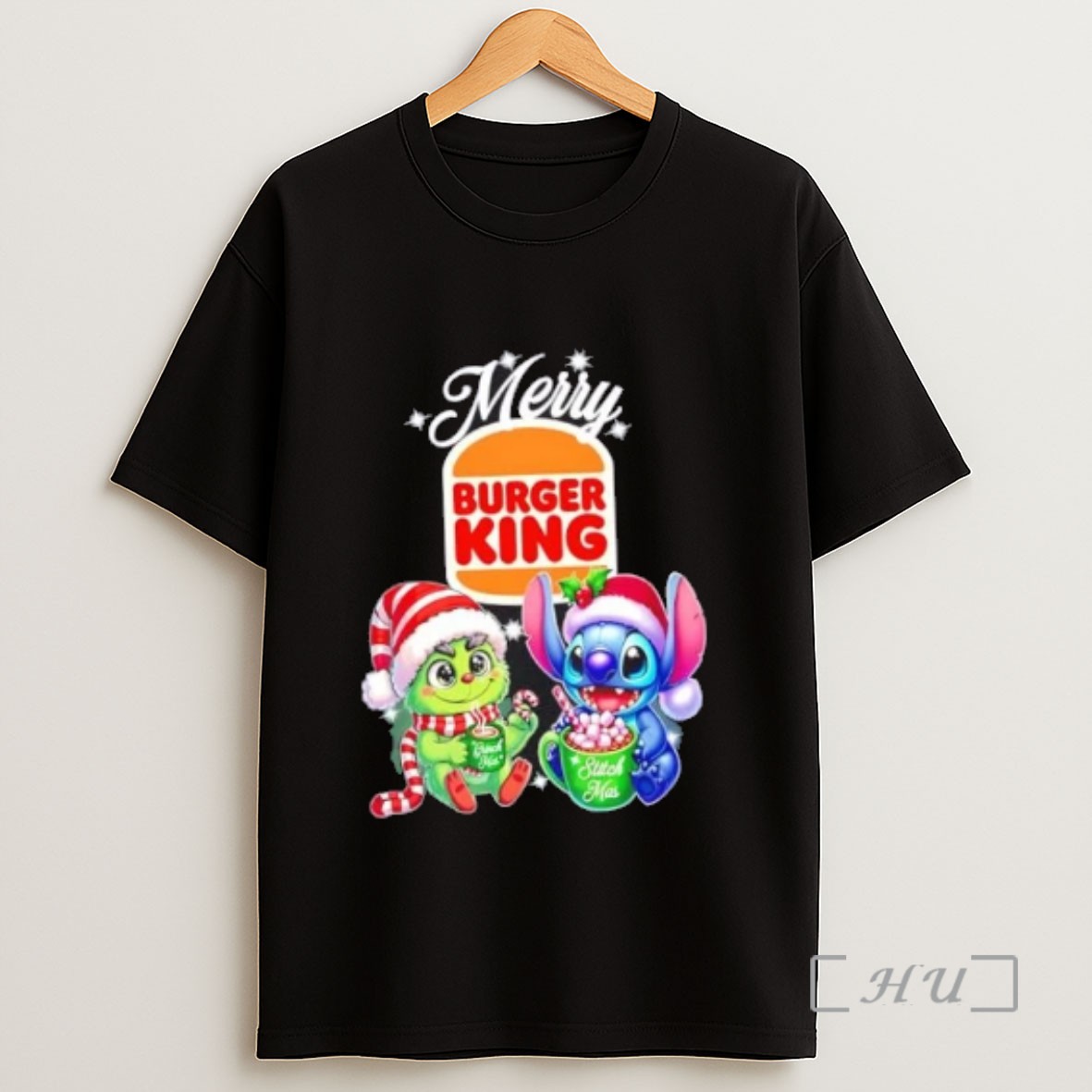 Officials Baby Grinch And Stitch X Burger King Merry Christmas Sweatshirt Tee Shirt