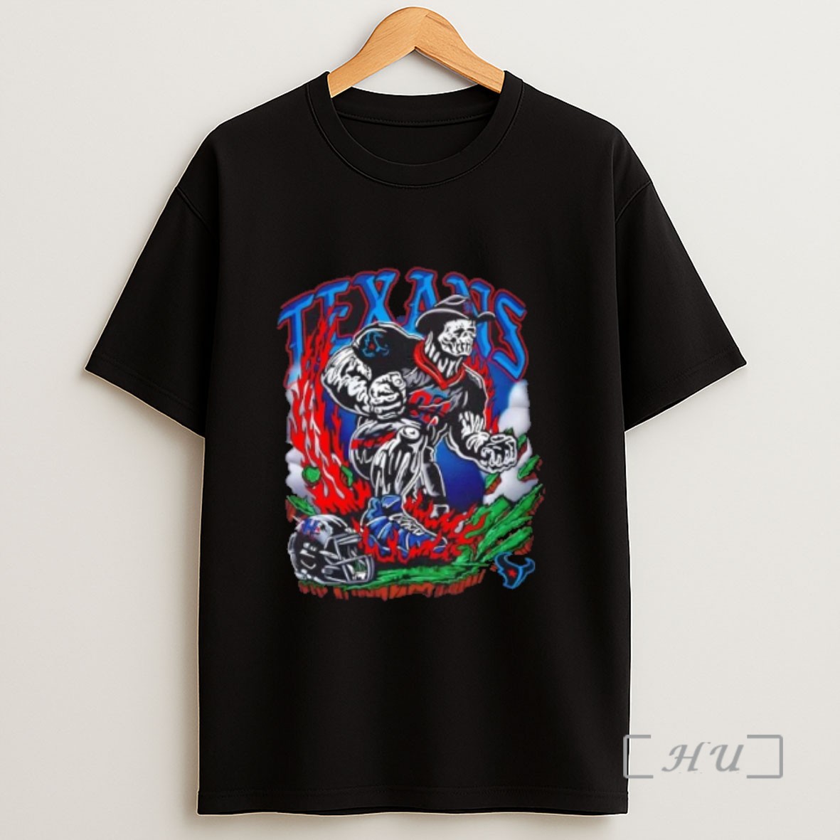 Officials Big Houston Texans Football Fire Graphic Sweatshirt Tee Shirt