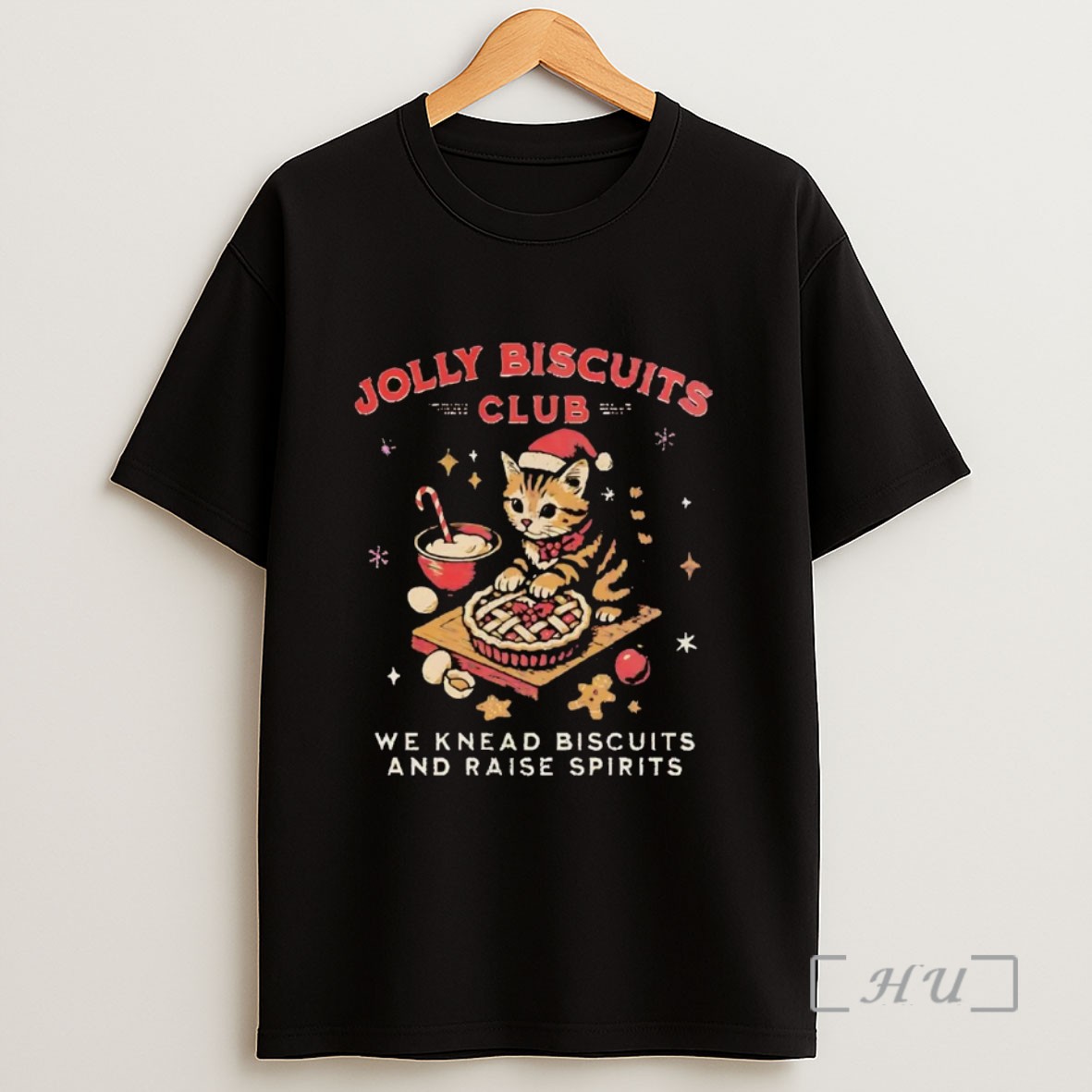 Officials Cat Baking Jolly Biscuits Club We Knead Biscuits Raise Spirits Christmas Sweatshirt Tee Shirt