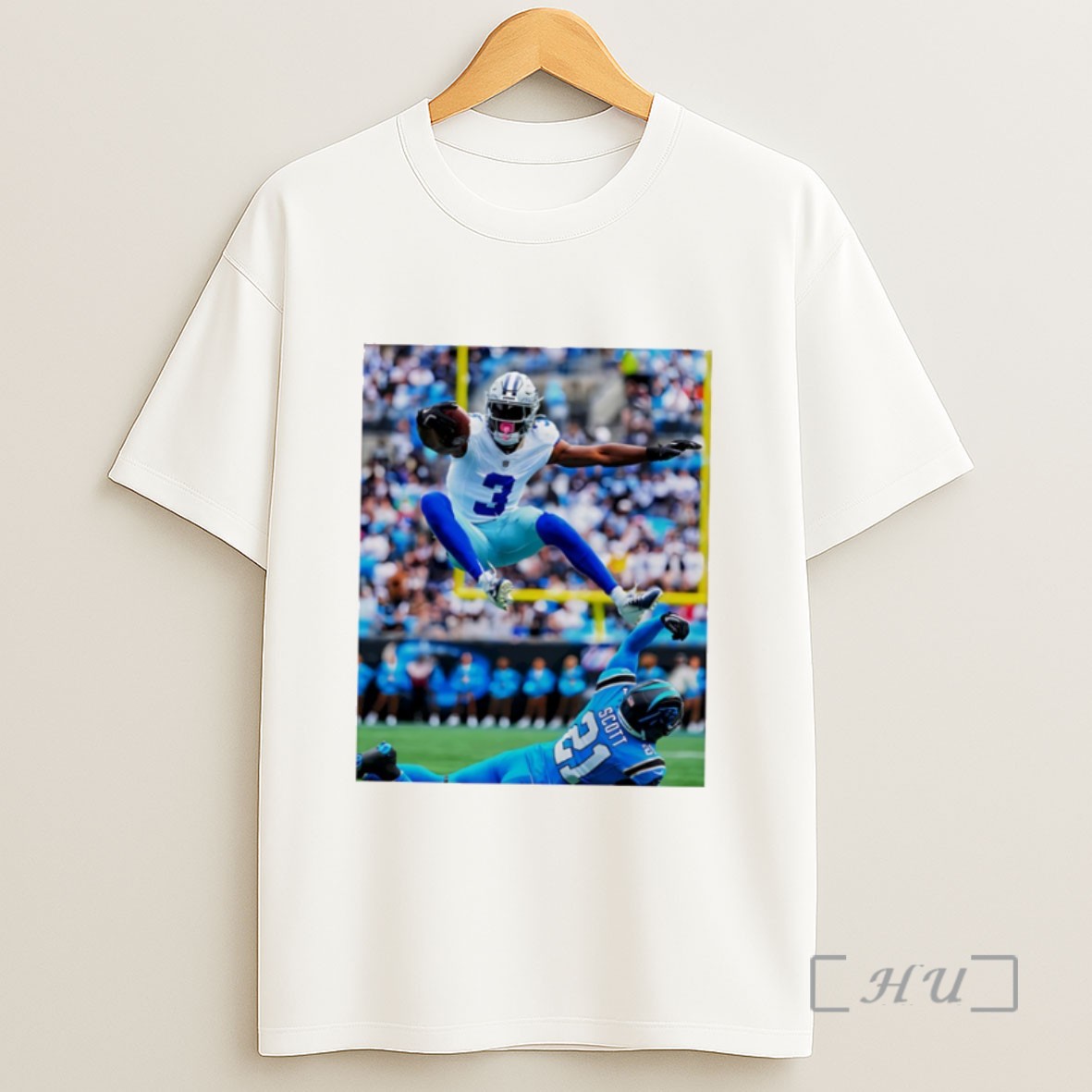Officials Ceedee Lamb Dallas Cowboys Leaping Over A Carolina Panthers Defender Sweatshirt Tee Shirt