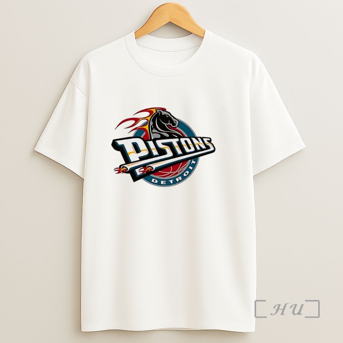 Officials Detroit Pistons Nba Fire Horse Retro Logo Sweatshirt Tee Shirt