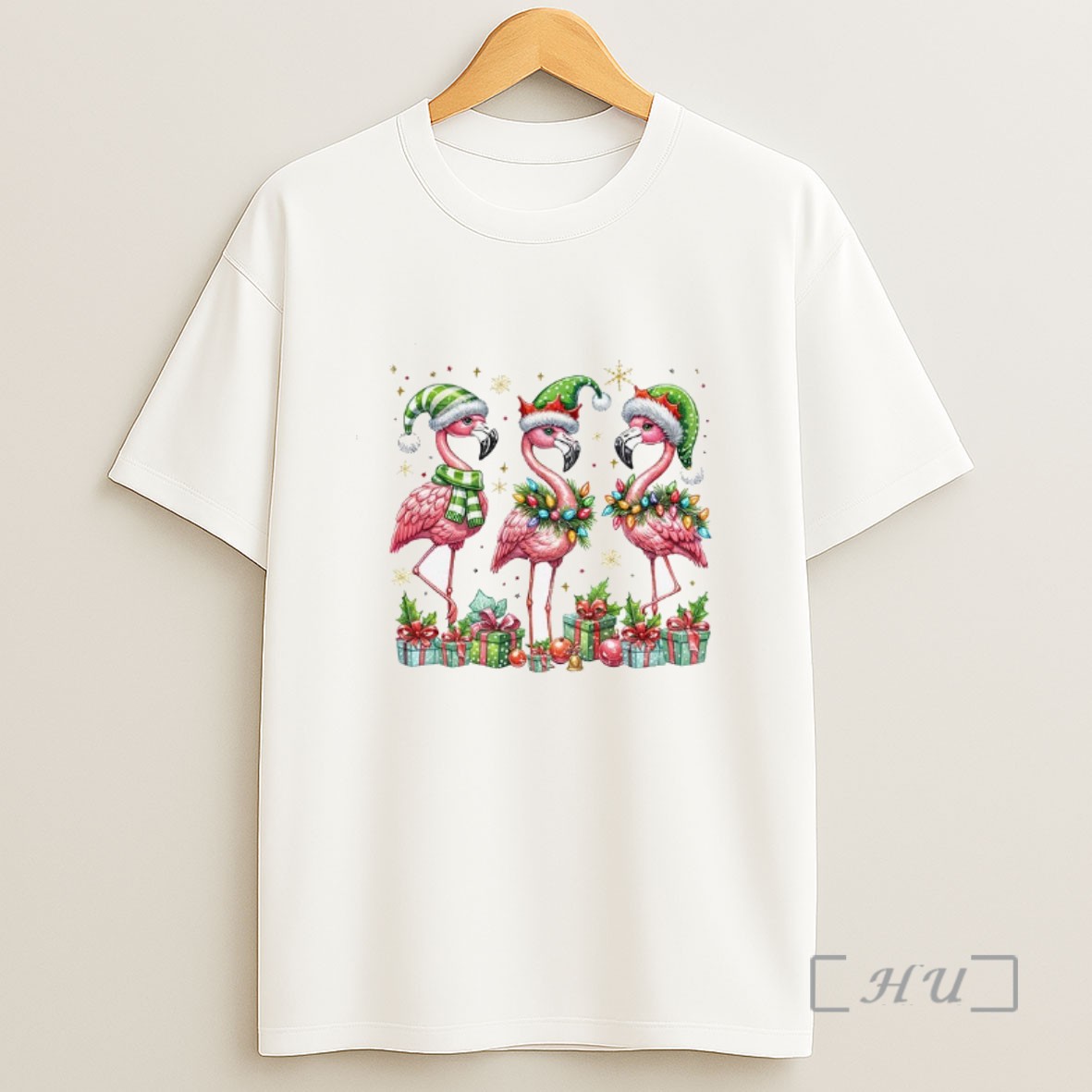 Officials Festive Christmas Flamingo Holiday Animal Sweatshirt Tee Shirt