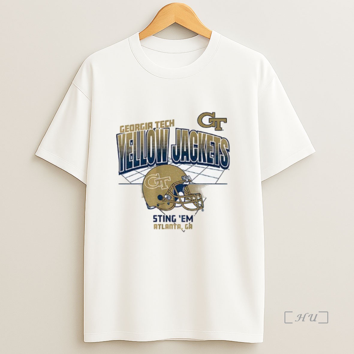Officials Georgia Tech Yellow Jackets Football Helmet Grid Sting Em Atlanta Ga Sweatshirt Tee Shirt