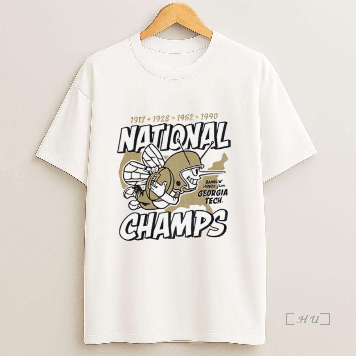 Officials Georgia Tech Yellow Jackets Football National Champs 1917 1928 1952 1990 Sweatshirt Tee Shirt
