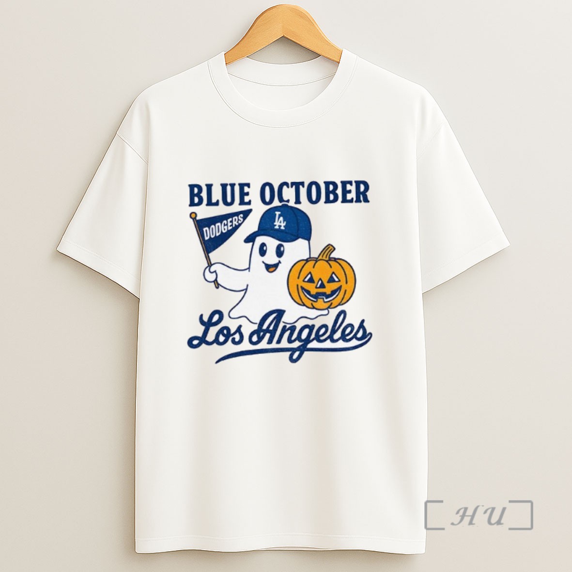 Officials Ghost Los Angeles Dodgers Baseball Blue October Pumpkin Mlb Halloween Sweatshirt Tee Shirt