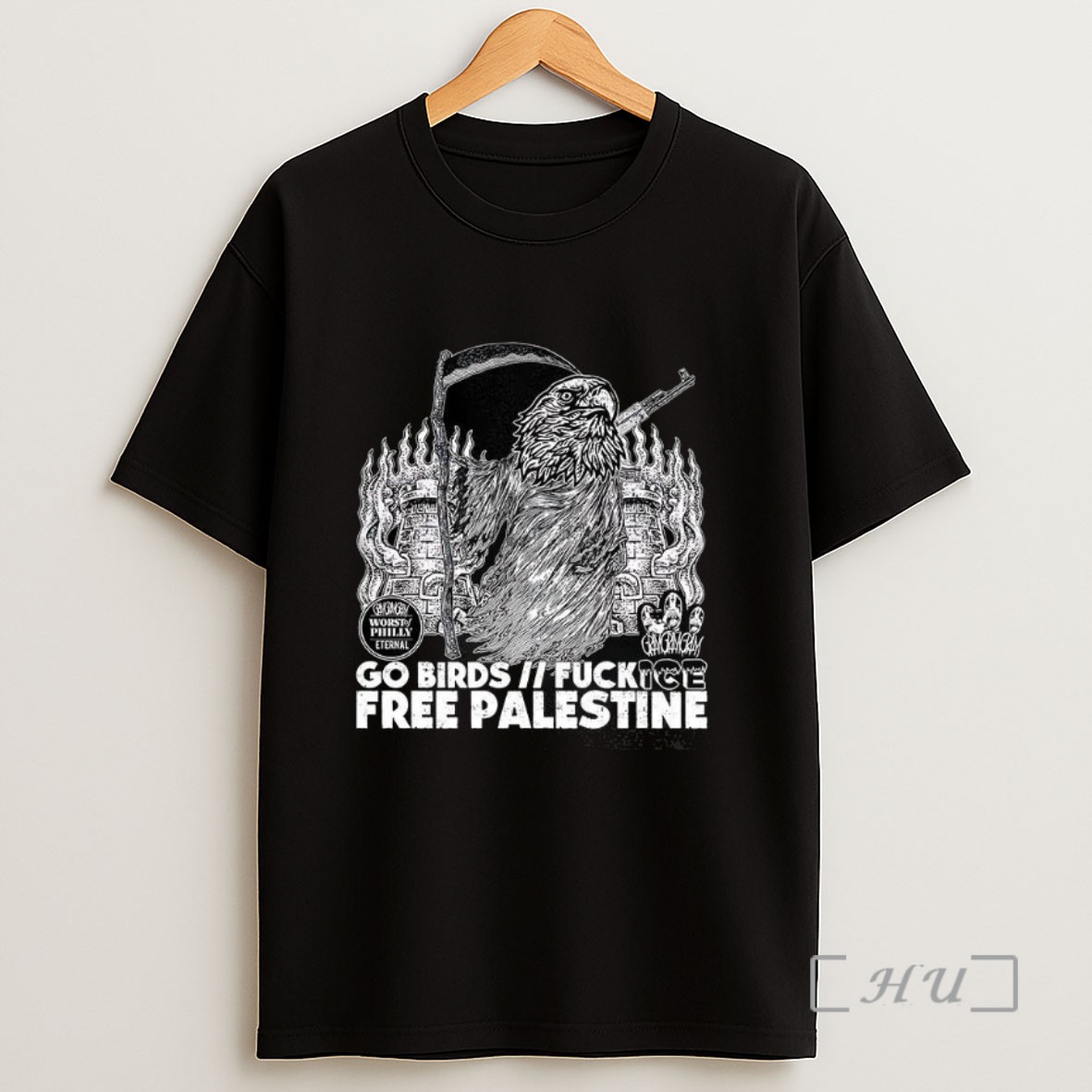 Officials Go Birth Fuck Ice Free Palestine Burning Castle Vintage Sweatshirt Tee Shirt