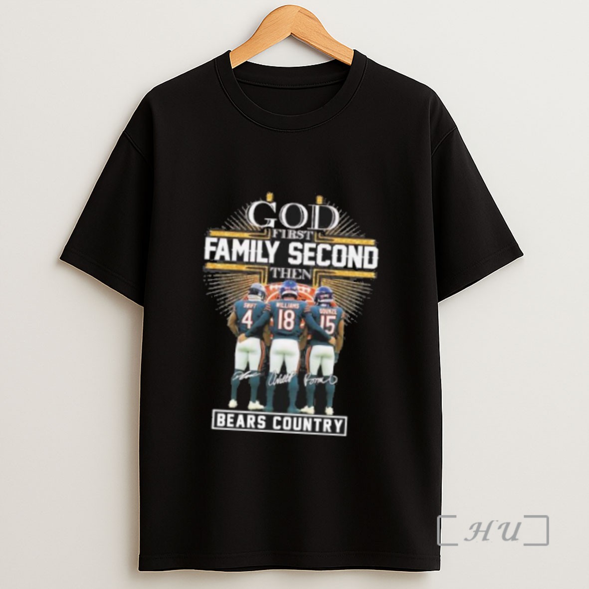 Officials God First Family Second Then Chicago Bears Country Player Sweatshirt Tee Shirt