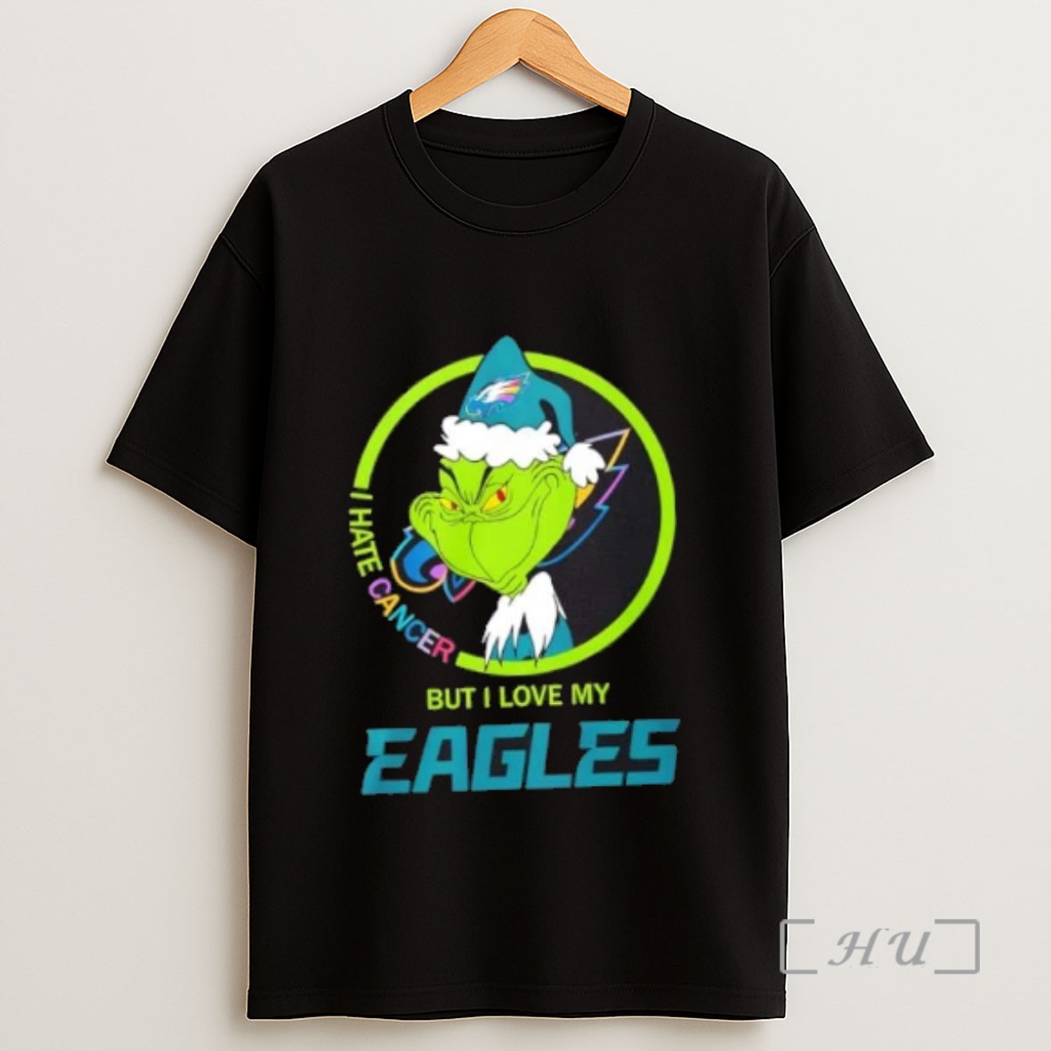 Officials Grinch Christmas I Hate Cancer But I Love My Philadelphia Eagles Football Sweatshirt Tee Shirt