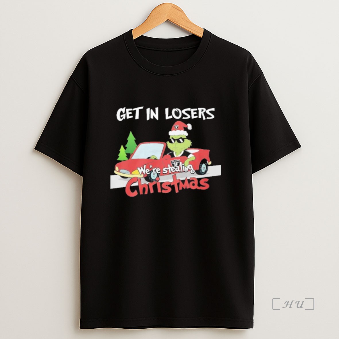 Officials Grinch Driving Car X Las Vegas Raiders Get In Loser Were Stealing Christmas Sweatshirt Tee Shirt