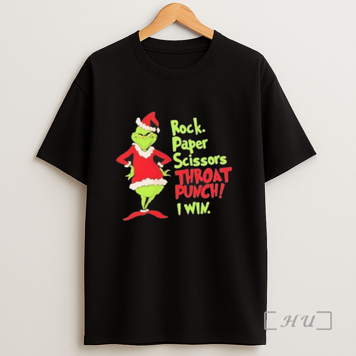 Officials Grinch Rock Paper Scissors Throat Punch I Win Christmas Sweatshirt Tee Shirt