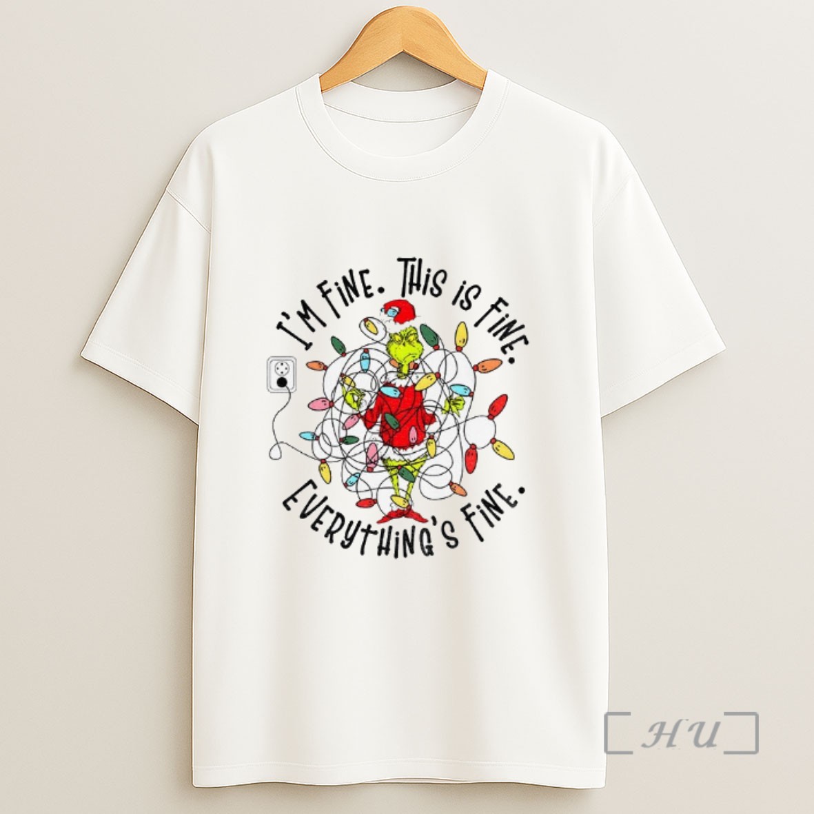 Officials Grinch Santa Hat Im Fine This Is Fine Everythings Fine Merry Christmas Sweatshirt Tee Shirt