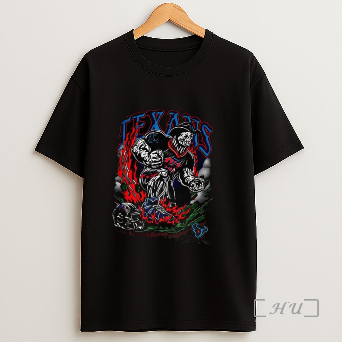Officials Houston Texans Nfl Skeleton Burning Sweatshirt Tee Shirt