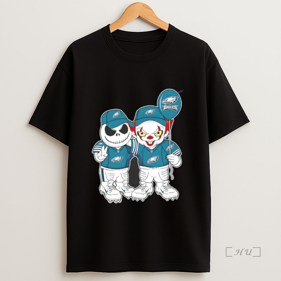 Officials Jack Skellington And Pennywise Philadelphia Eagles Friends Halloween Horror Characters Sweatshirt Tee Shirt
