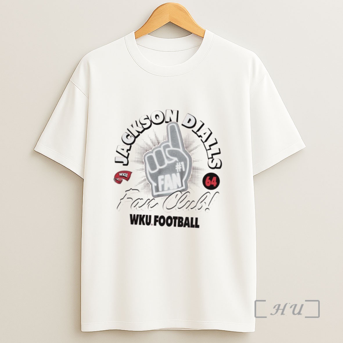 Officials Jackson Dialls Red Fan Club Wku Football 64 Sweatshirt Tee Shirt