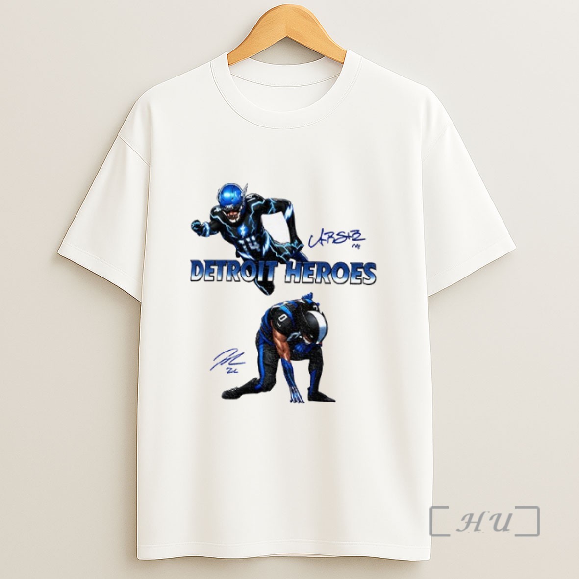 Officials Jahmyr Gibbs And Amon Ra St Brown Detroit Heroes 2025 Signature Sweatshirt Tee Shirt