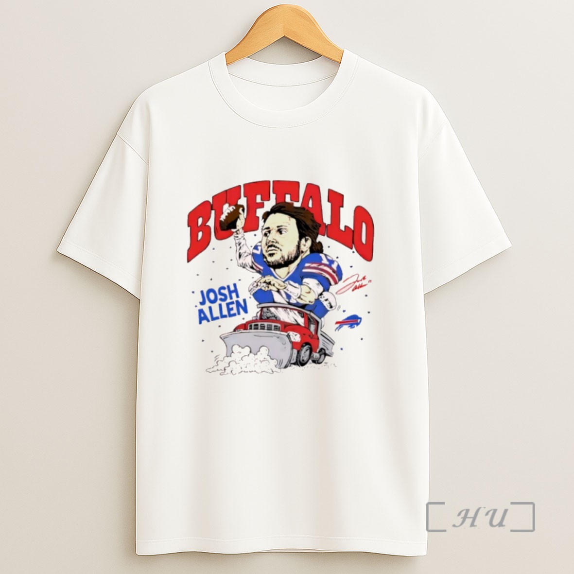 Officials Josh Allen Buffalo Bills Ash Snow Plow Signature Player Logo Sweatshirt Tee Shirt