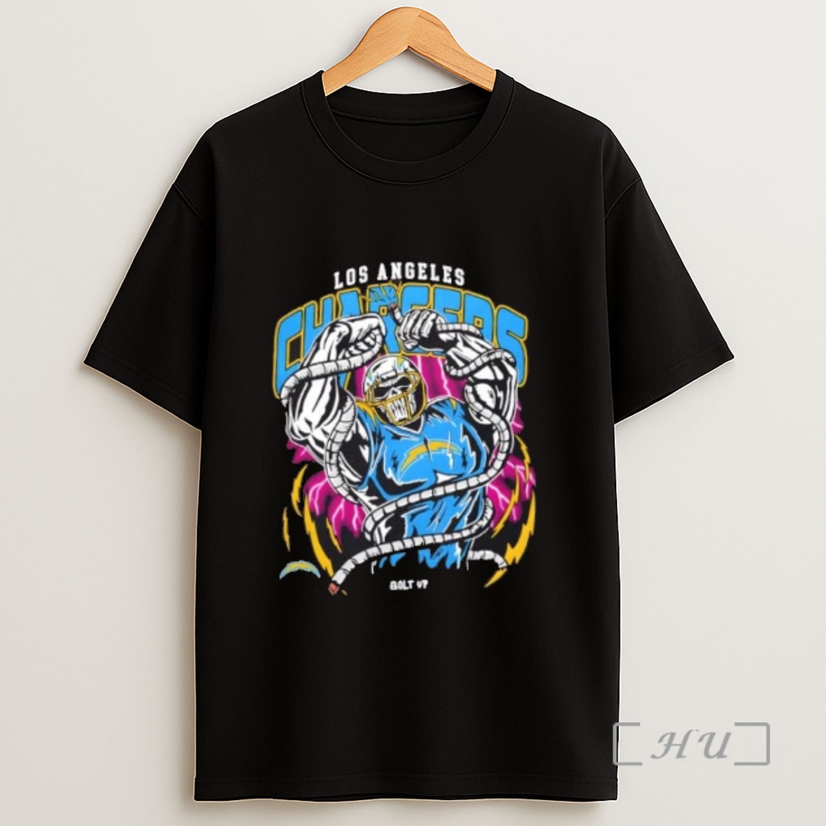 Officials Los Angeles Chargers Football Bolt Up Football Lightning Sweatshirt Tee Shirt