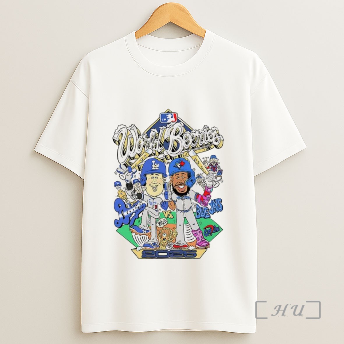 Officials Los Angeles Dodgers Vs Tornato Bkue Jays World Beeries 2025 Funny Caricature Sweatshirt Tee Shirt