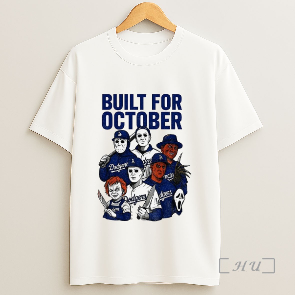 Officials Michael Myers Freddy Krueger Chucky Ghostface Built For October Los Angeles Dodgers Mlb 2025 Sweatshirt Tee Shirt
