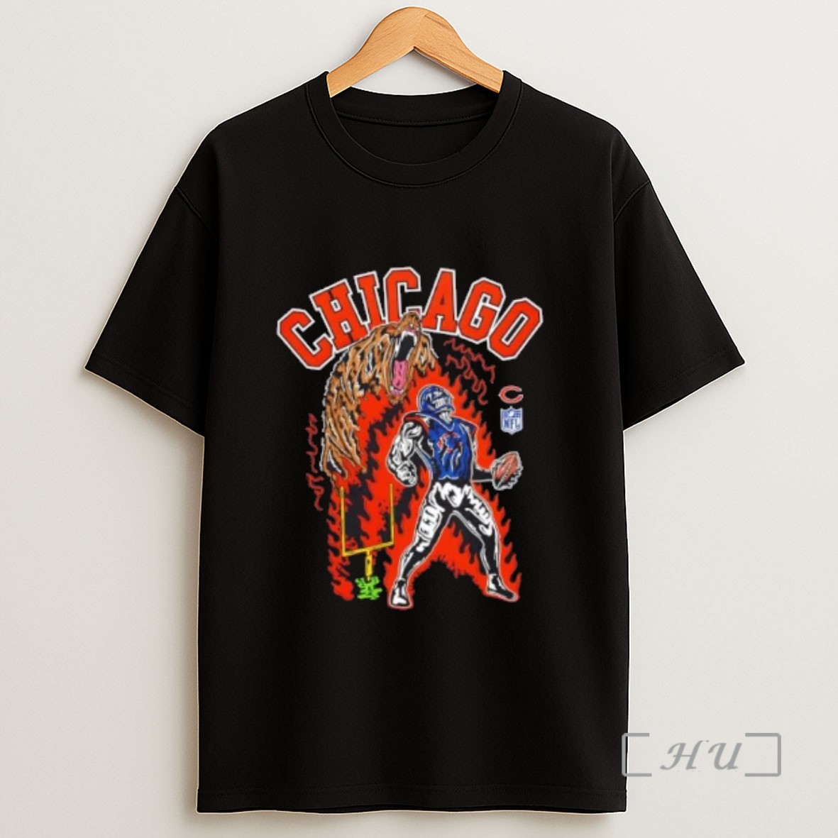 Officials Nfl Chicago Bears Football Fire Graphic Sweatshirt Tee Shirt