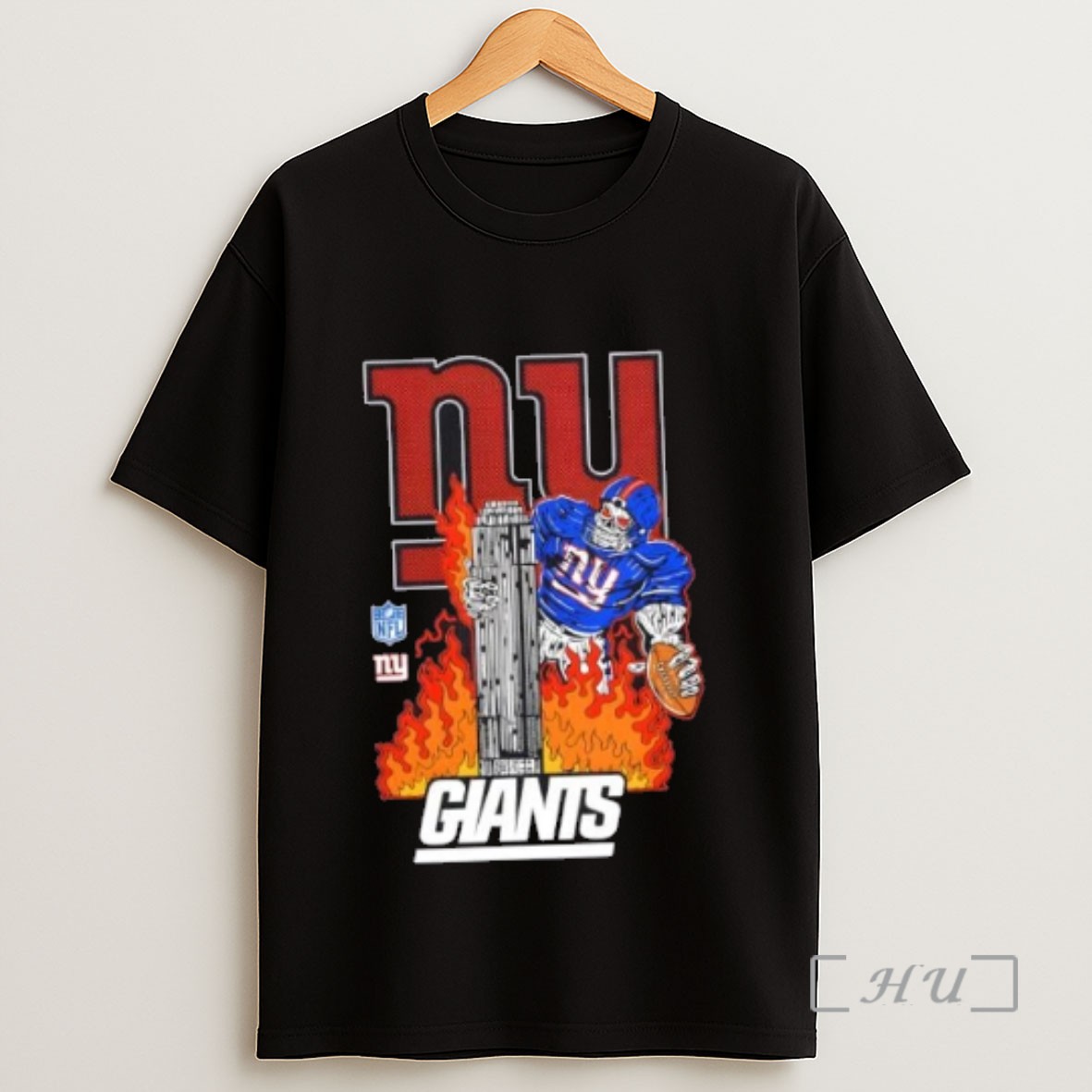 Officials New York Giants Skyscraper Football Fire Graphic Sweatshirt Tee Shirt
