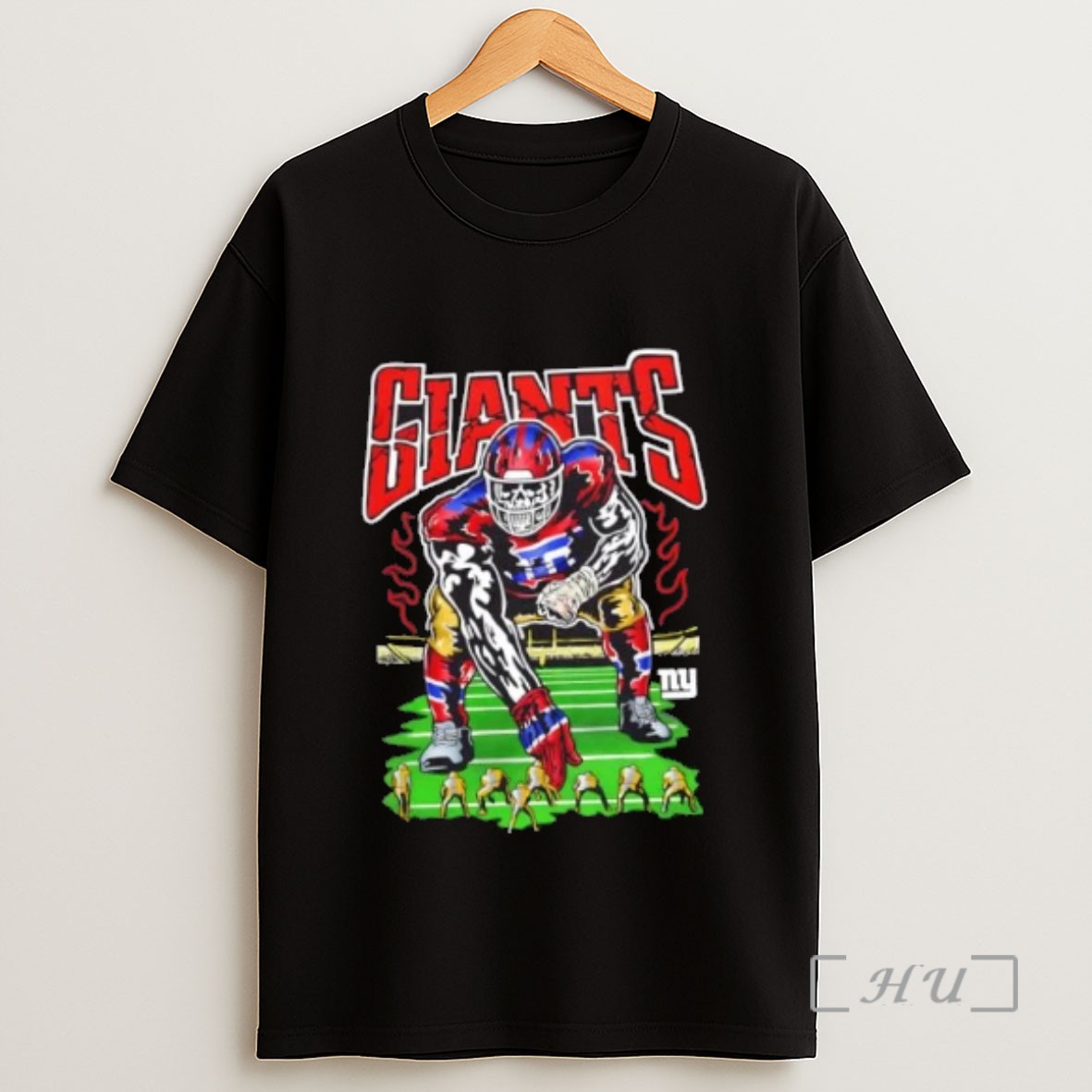 Officials New York Giants Stance Football Fire Graphic Sweatshirt Tee Shirt
