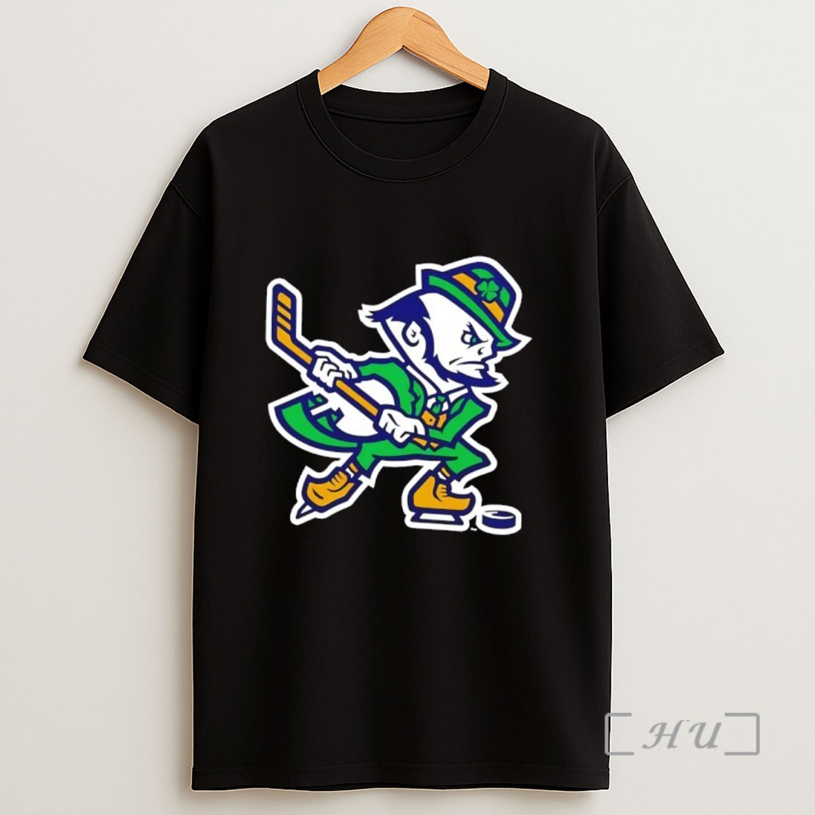 Officials Notre Dame Fighting Irish Hockey Leprechaun Sweatshirt Tee Shirt