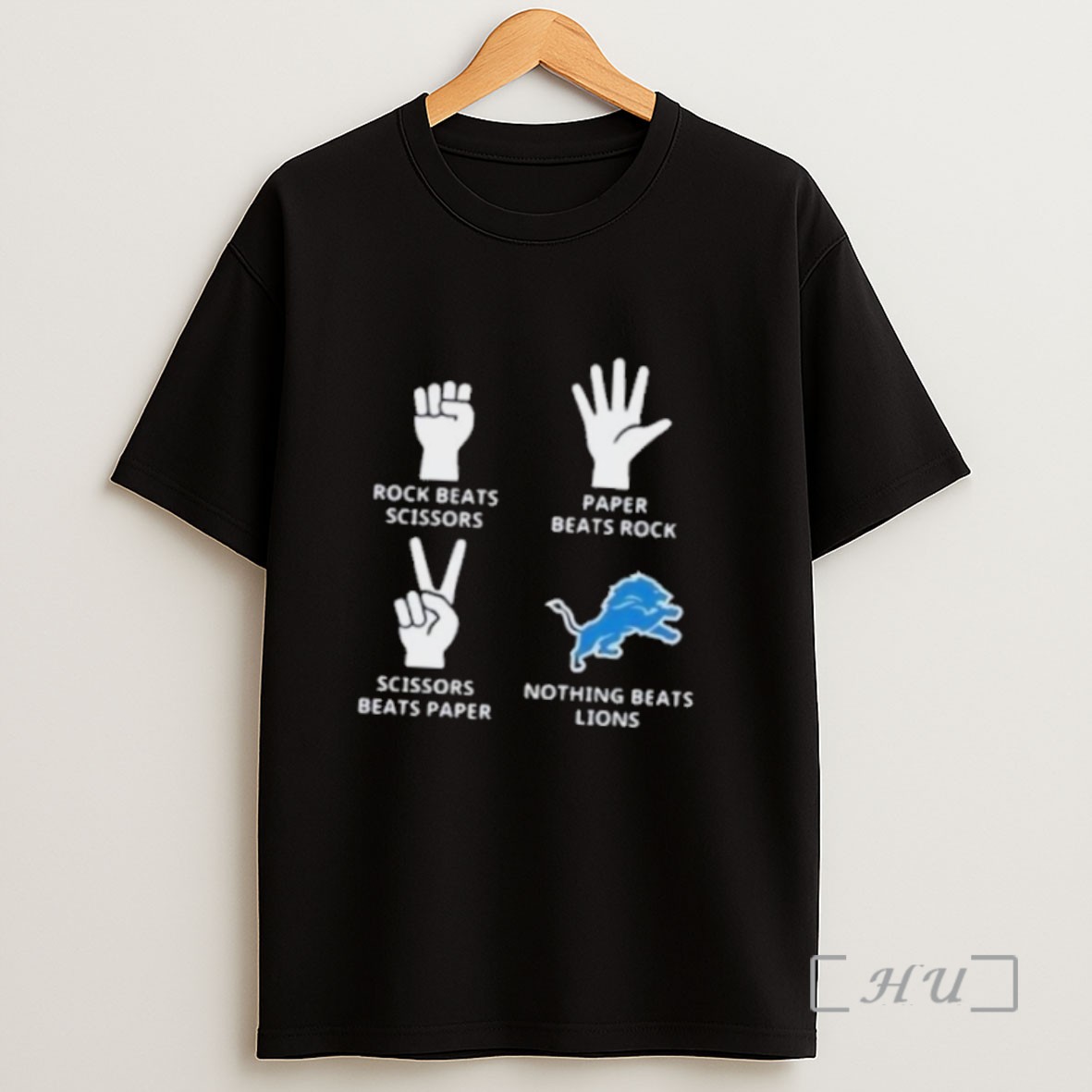 Officials Paper Beats Rock Nothing Beats Detroit Lions Logo Sweatshirt Tee Shirt 1