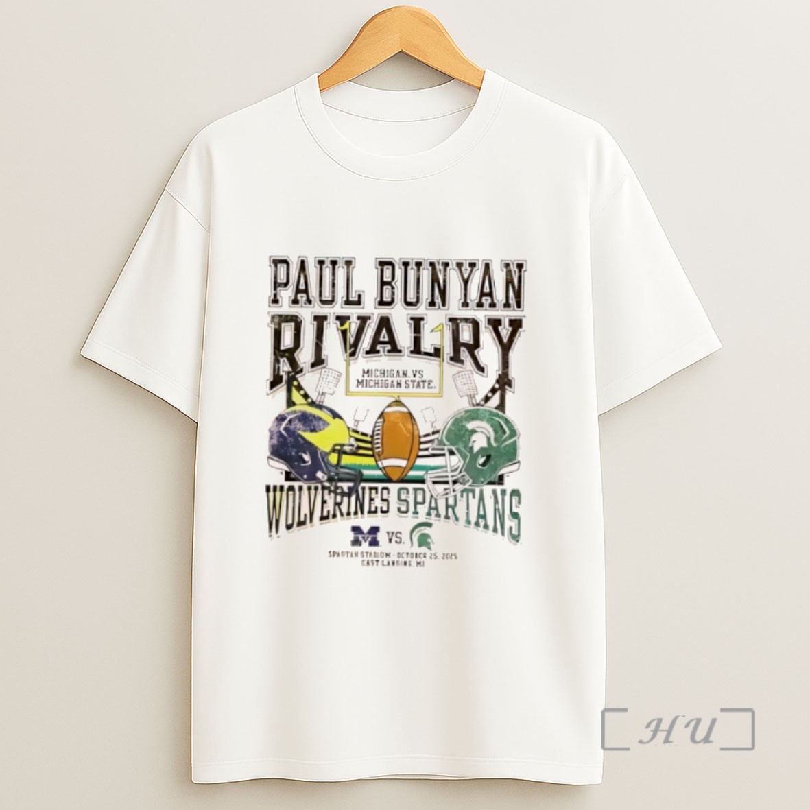 Officials Paul Bunyan Trophy Rivalry Michigan State Spartans Ivory Vs Michigan Wolverines Helmet Logo Sweatshirt Tee Shirt